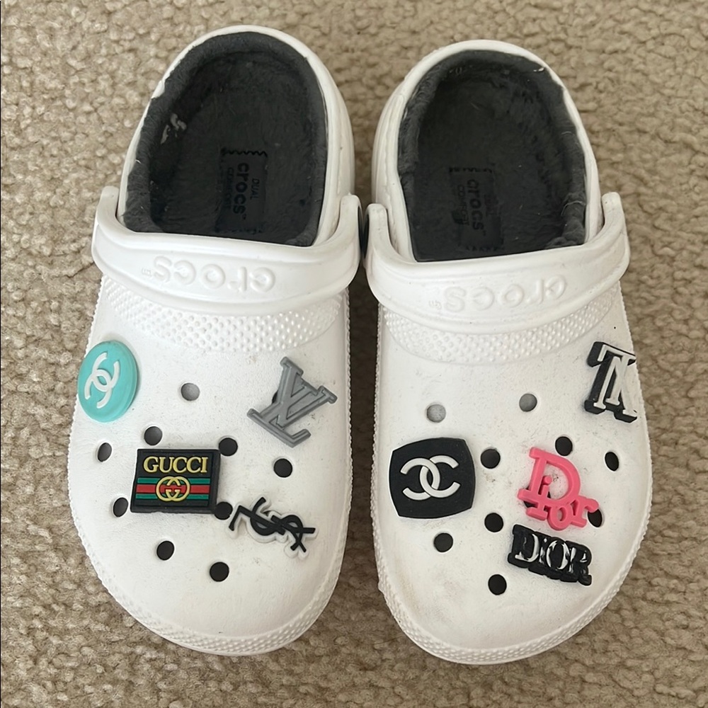 CROCS White Clogs with Designer Charms
